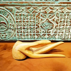Hand Carved Wood Hand Sculpture: Balinese Boho Decor