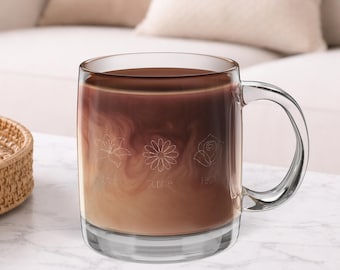 Personalized Engraved Glass Mug | Mothers Day Gift for Mom of 3 | Coffee Cup | Customizable Mama Gift With Children Names