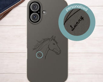 Eco-friendly Hand-Drawn Horse with Personalized Name iPhone 17 16 15 14 Case