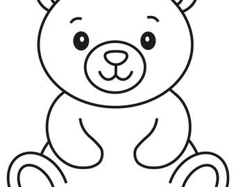 Cute Bear Coloring Page For Kids Printable Animal Coloring PDF PNG EPS Digital Download Digital Coloring & printing on shirts, bags, crafts