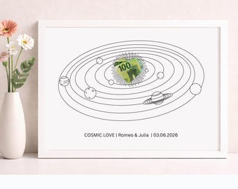 Personalisiertes Hochzeitsgeschenk Poster Planetensystem | Kreatives Geldgeschenk zum Ausdrucken | Last Minute Geschenk | DIY Idee