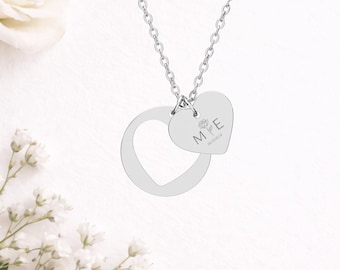 Engravable Heart Cutout Necklace, Personalized Pendant Necklace | Stainless Steel, Gold or Rose Gold