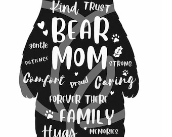 Bear Mom Silhouette Wall Art  | printable | nursery family print | mothers day gift | gift for mom | SVG | PNG | PDF
