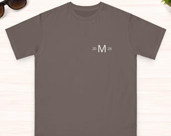 Dad of 1 with Child Initial T-Shirt | Personalized Organic Shirt for Father