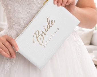 Bridal Cosmetic Bag | bridal makeup pouch | Wedding Day Essentials Organizer | wedding party accessory | Personalized Bride Gift