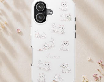Cat Doodles Personalized iPhone 17 Case | Cat Sketches, Custom Name