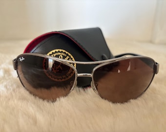 Authentic Ray-Ban RB3386 Sport Aviator Sunglasses | Gunmetal Frame with Brown Gradient Degradé Lenses