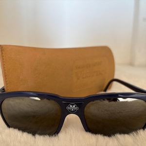 Authentic Vintage Vuarnet 084 Pouilloux Sunglasses | Navy Blue Frame | Rare "Push" Bridge | Retro 80s Ski Eyewear | Made in France