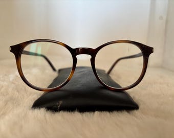 Authentic Saint Laurent Paris SL106 Eyeglasses Frame | Classic Tortoiseshell Round Panto | Designer RX Eyewear | Ships from France