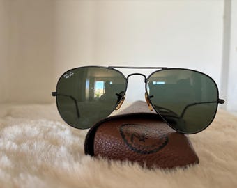 Authentic Ray-Ban Aviator Sunglasses | Black Wire Frame | Distressed / Heavily Worn Lenses | Vintage Festival Style | Ships from France