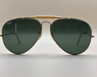 Ray-Ban Bausch & Lomb Outdoorsman - Gafas de sol estilo aviador vintage doradas 62-14 - Fabricadas en EE. UU.