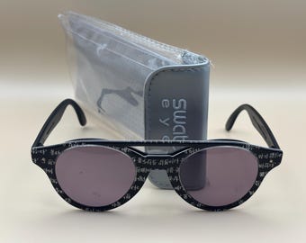 Swatch Eyes Vintage 90s – Black Glasses with White Japanese Lettering – Tokyo Streetwear Design – Rare Collector