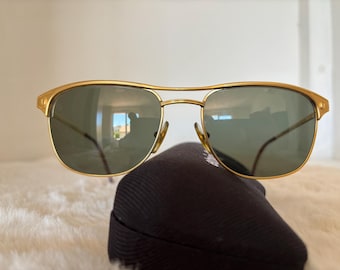 Authentic Vintage Façonnable Sunseeker II Sunglasses | Gold Metal Double Bridge Aviator 55mm | Handmade in France | Retro Luxury Eyewear