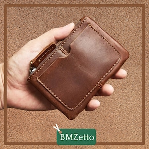 Echtleder Geldbörse | Herren & Damen Vintage Kartenhalter aus Rindsleder | Kleines Münztäschchen | Minimalistische Geldbörse für jeden Tag Leder Portemonnaie