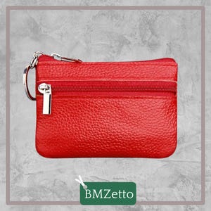 Carteira porta-chaves de couro legítimo | Mini porta-moedas multicolorido | Porta-chaves com zíper | Carteira pequena para mulheres e homens | Ideia de presente de couro