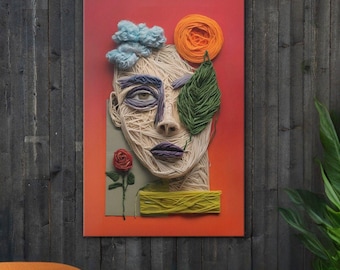 Yarn Wall Art – Abstract wall art – Colorful Textured wall art for Living Room, Studio, or Gift - boho decor bedroom