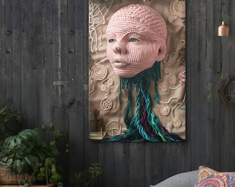 weird wall art portraits – surreal wall art beautiful – surreal wall art bathroom – abstract wall art canvas with texture, dreamcore art