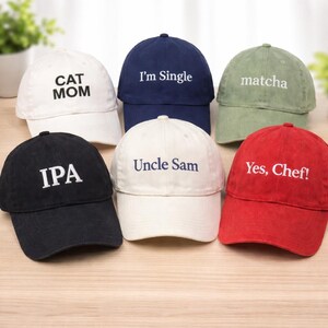 Custom Embroidered Cotton Cap, Personalized Name Baseball Hat, Unisex Dad Hat