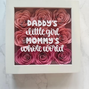 Little Girl Nursey Flower Shadow Box | Rose Box | Paper Flower Shadow Box | Gift for Baby Shower, Gender Reveal, Nursery, Baby Girl,Birthday