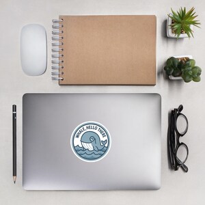 Whale Hello There Sticker – Funny Whale Pun Vinyl Sticker – Quirky Ocean Animal Gift – 4 Inch Kiss-Cut Matte Decal