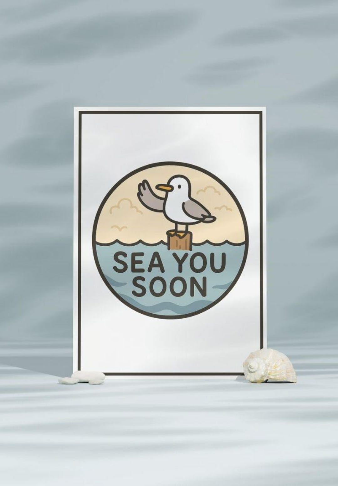 Funny Printable Farewell Card – Sea You Soon – Seagull Goodbye Card ...