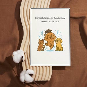 Carte de fin d'études amusante à imprimer - Carte du chien - Cockapoo A4 pour animal de compagnie - Carte de félicitations pliable - Téléchargement numérique instantané