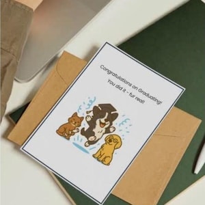 Carte de remise des diplômes imprimable du chien - carte de félicitations border collie - carte A4 pliable amusante pour animal de compagnie - téléchargement immédiat PDF