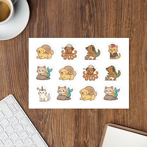 Autocollants amusants pour animaux de compagnie - Mashups d'animaux fantastiques pour ordinateurs portables, journaux et cadeaux - Ensemble d'autocollants animaux IA