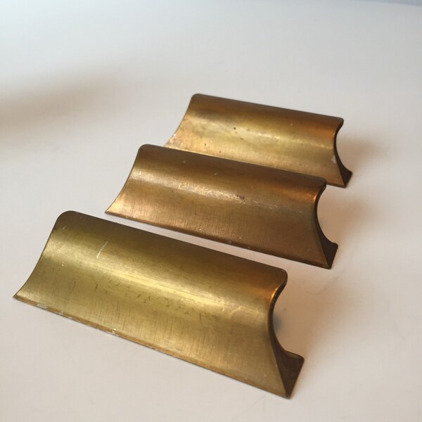 3 Midcentury Heavt Brass Copper Drawer Pulls Handles