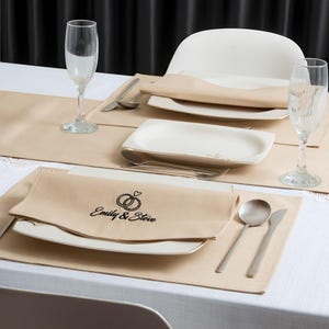 Personalized Linen Table Runner, Custom Embroidered Napkins and Placemats Set, Custom Monogrammed Napkins, Runner and Placemats