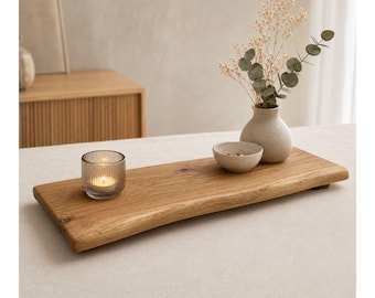 Decorative oak board with live edge | handmade & oiled | solid wood tray / serving board 50 cm | wooden board with natural edge | MA-Holzdesign