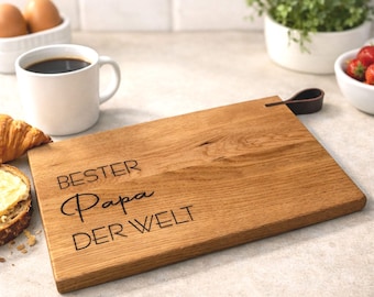 Gift for Dad: Oak Breakfast Board – Best Dad in the World – Father's Day Gift – Engraved Wooden Cutting Board, Birthday Gift, Mother's Day Gift