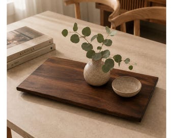 Tavola decorativa in noce massello – Vassoio in legno artigianale con traverse – Vassoio portacandele e decorazione da tavola moderna – Tagliere in noce
