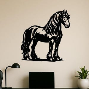 Friese Pferd Wanddeko aus Holz – lasergeschnittene Pferdesilhouette, elegantes Geschenk für Pferdefreunde und Landhausstil