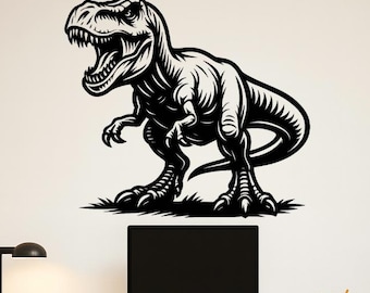 Wooden T-Rex Dinosaur Wall Art | Rustic Wall Decoration | Unique Gift for Kids Room, Living Room or Office