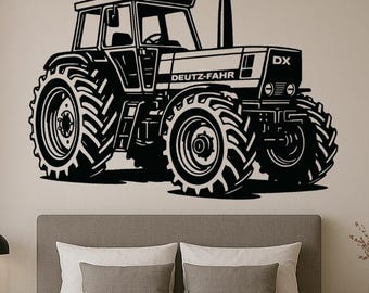 Wycinana laserowo drewniana dekoracja ścienna traktor | Rolnicza sztuka ścienna | Styl farmerski do salonu, biura lub pokoju dziecięcego