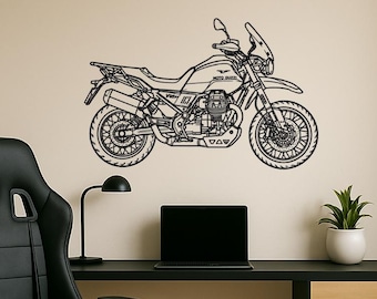 Moto Guzzi V85 TT Holz Wanddekoration – Vintage Motorrad Wall Art – Industrielle Motorrad Deko – Geschenk für Motorradliebhaber