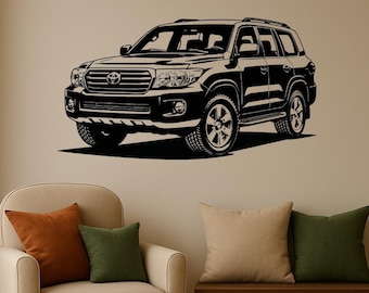 Toyota Land Cruiser Wandbild aus Holz | Lasergeschnittene Silhouette eines Geländewagens | Handgefertigtes Wandbild | Geschenk für Offroad-Fans