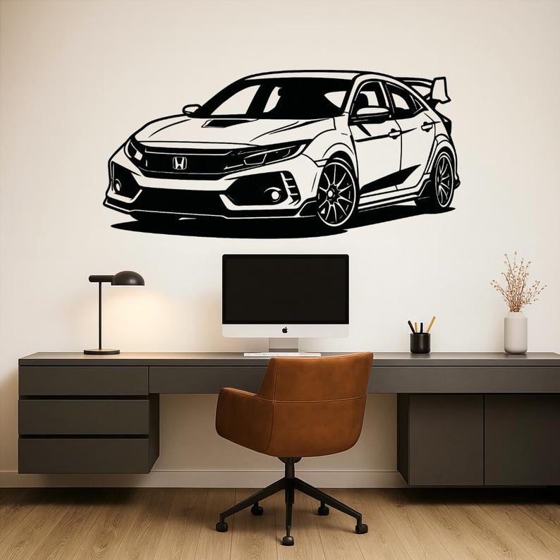 Type R Silohette Civic Type R Wooden Wall Art – Japanese Sports Car Silhouette, Laser ...