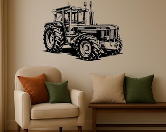Wooden wall decor tractor | Laser cut wall art agricultural vehicle | Modern farmhouse style for office, living room or kids room decor
