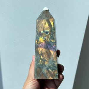 6.3&quot; Natural Labradorite Tower,Labradorite Obelisk,Crystal Wand Point,Mineral Specimen,Home Decoration,Reiki Healing,Crystal Gift