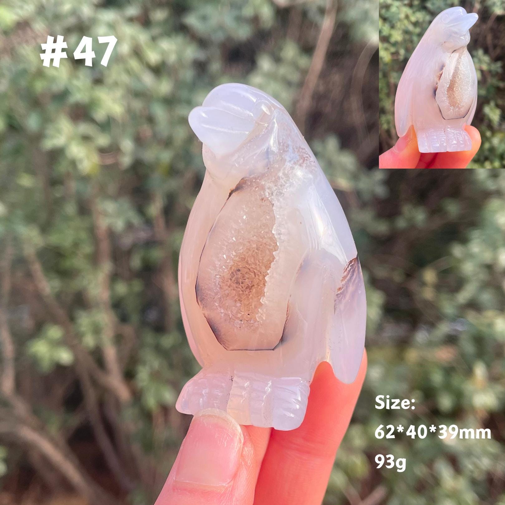手彫りの瑪瑙ジオードペンギン：天然水晶の置物 - Etsy 日本