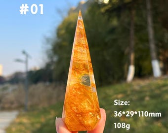 Natural Unique Golden Healer Tower,Crystal Point,Quartz Wand,Reiki Heal,Gift