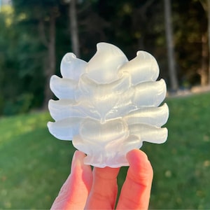 Natural Selenite Nine-Tailed Fox Carving,Crystal Animal Decor,Reiki Heal,Gifts 1pc