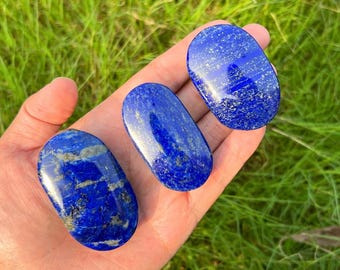 Natural Lapis Lazuli Palm Stone, Polished Blue Healing Gemstone