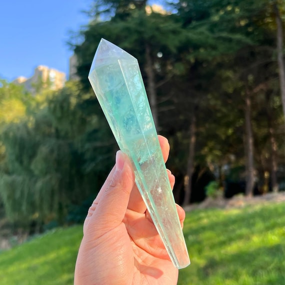 Natural Green Fluorite Crystal Healing Wand, Chakra Balancing