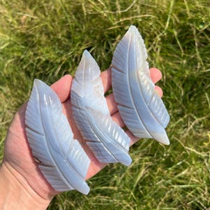 4.8&quot; Natural Agate Feather Carving,Crystal Feather,Mineral Specimen,Home Decoration,Reiki Healing,Crystal Gifts 1pc