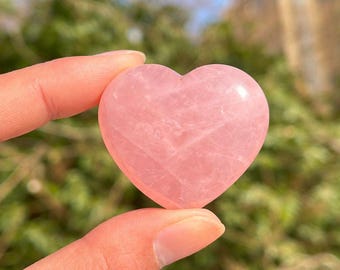 Talla de corazón de cuarzo rosa natural, curación Reiki, decoración del hogar, regalo para pareja