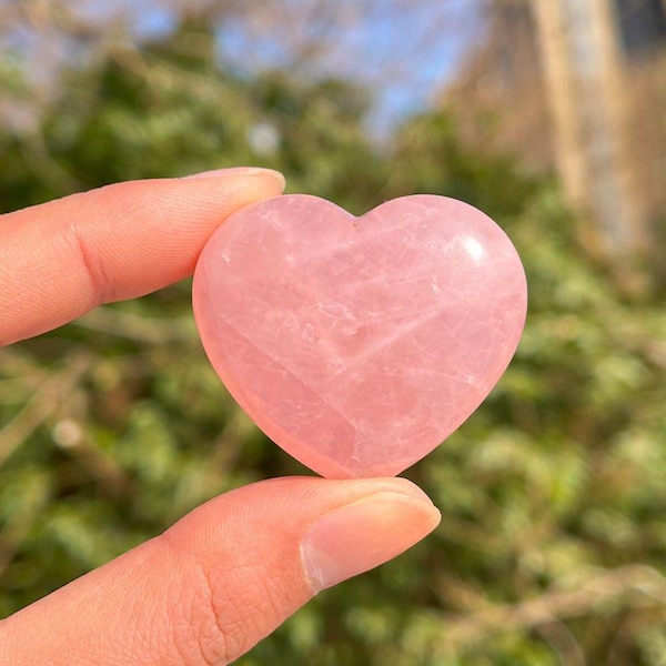Natural Rose Quartz Heart Carving,Reiki Healing,Home Decor,Gift For Lover
