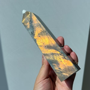 6.9&quot; Natural Labradorite Tower,Labradorite Obelisk,Crystal Wand Point,Mineral Specimen,Home Decoration,Reiki Healing,Crystal Gift